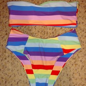 Rainbow striped bikini